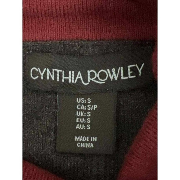 Cynthia Rowley Cowl Neck Tunic Long Sleeve Sweater Gray and Burgundy Size Small - Picture 4 of 4
